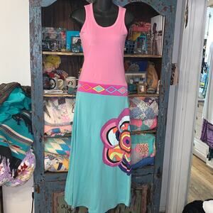 Y2K/90's MOD PSYCHEDELIC Print Palm Beach Maxi Dress